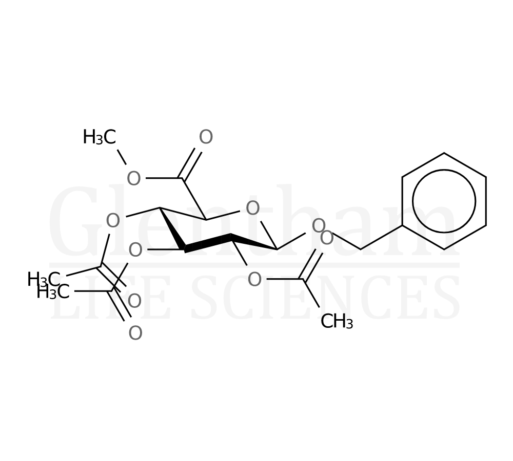 Benzyl b-D-glucopyranosiduronic acid methyl ester triacetate Structure