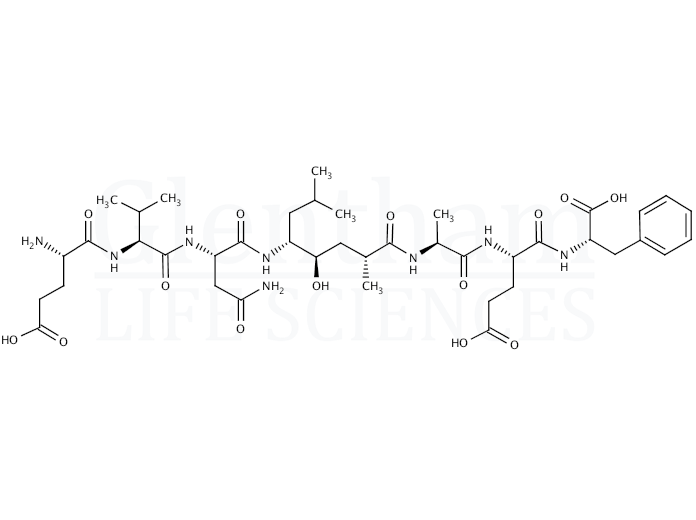 Glu-Val-Asn-[(2R,4S,5S)-5-amino-4-hydroxy-2,7-dimethyloctanoyl]-Ala-Glu-Phe Structure