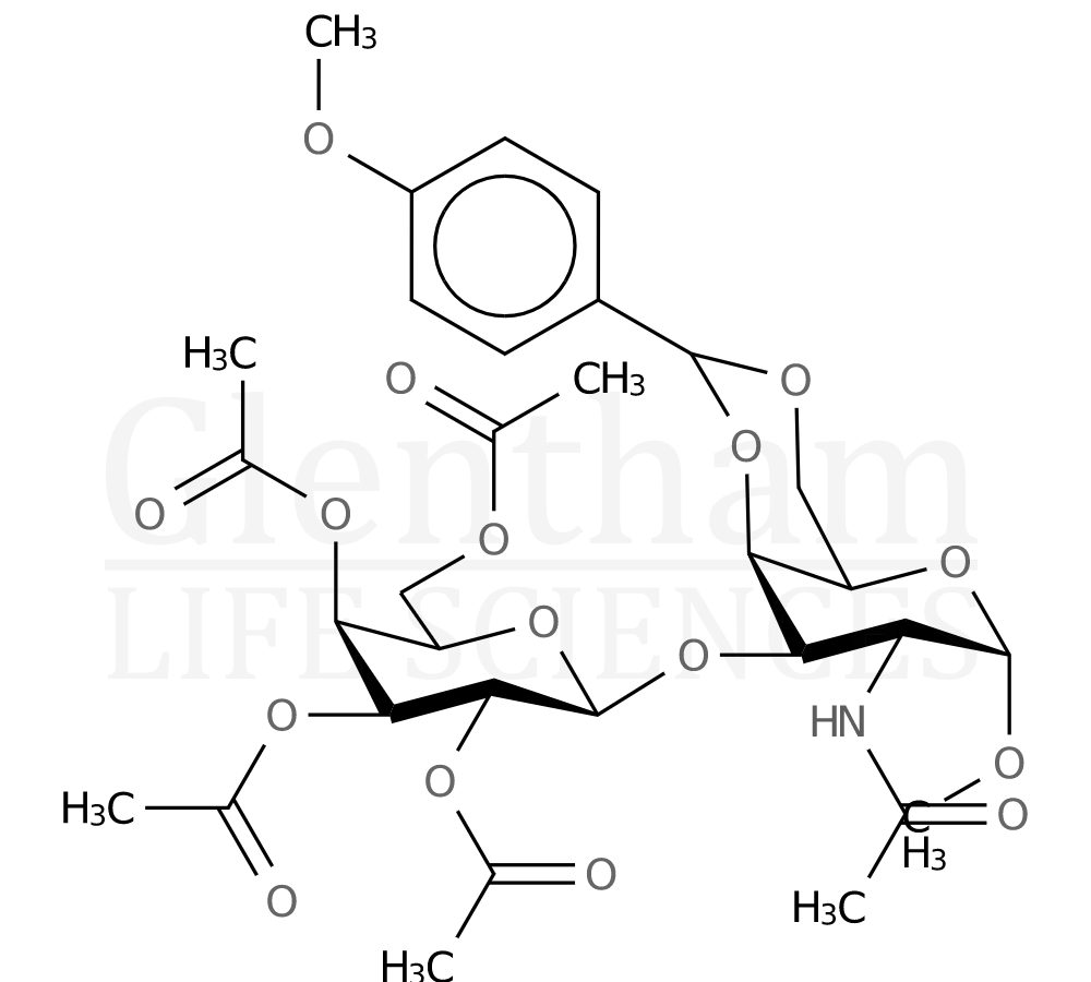 Structure for Methyl 2-acetamido-2-deoxy-4,6-anisolydene-O-[b-D- (2,3,4,6-tetraacetyl) galactopyranosyl]-a-D-galactopyranoside