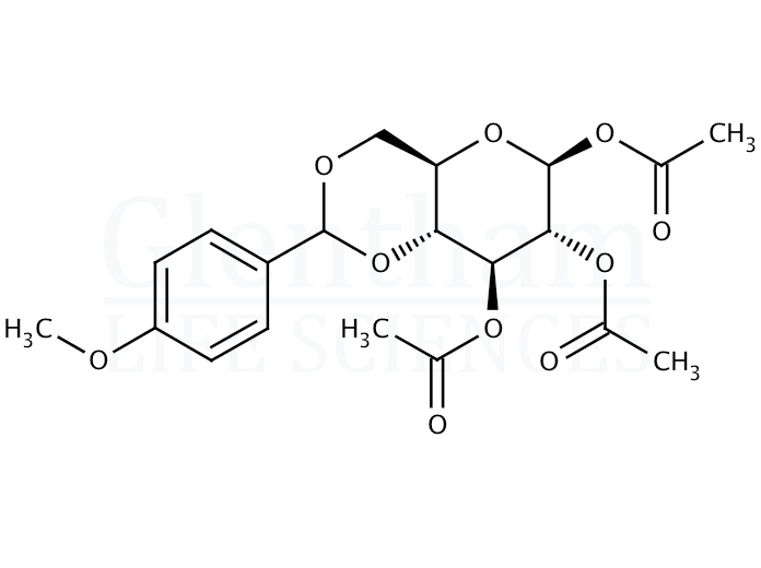 1,2,3-Tri-O-acetyl-4,6-O-(4-methoxybenzylidene)-b-D-glucopyranose Structure