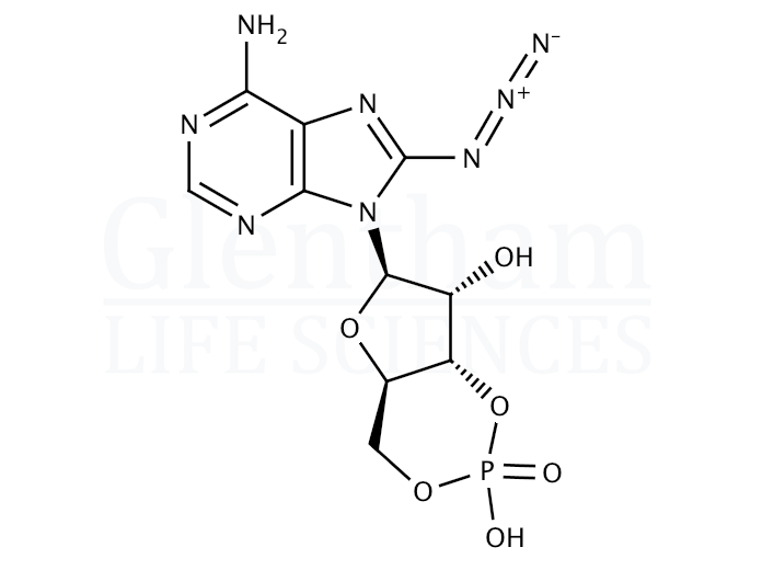 Structure for 8-Azidoadenosine 3'',5''-cyclic monophosphosphate free acid