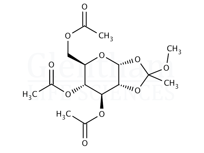 Structure for 3,4,6-Tri-O-acetyl-a-D-glucopyranose 1,2-(methyl orthoacetate)