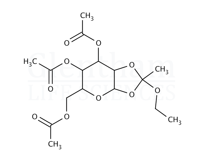 Structure for 3,4,6-Tri-O-acetyl-α-D-glucopyranose 1,2-(ethyl orthoacetate)