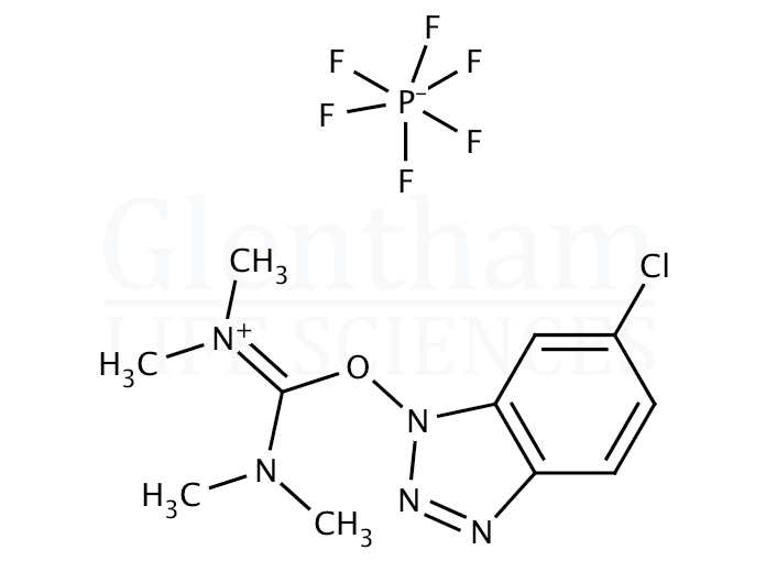 O-(1H-6-Chlorobenzotriazol-1-yl)-1,1,3,3-tetramethyluronium hexafluorophosphate Structure
