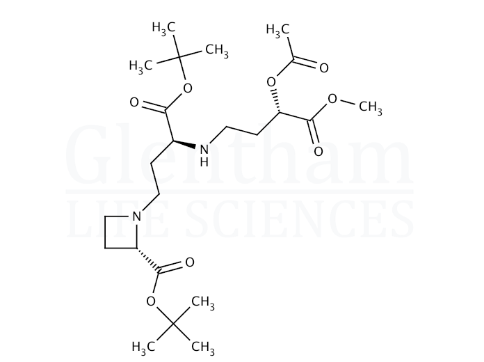 Structure for (2S,3S,3''''S)-N-[3-(3-acetoxy-3-methoxycarbonylpropanamino)-3-tert-butoxycarbonylpropanyl]azetidine-2-carboxylic acid tert-butyl ester (344299-89-4)
