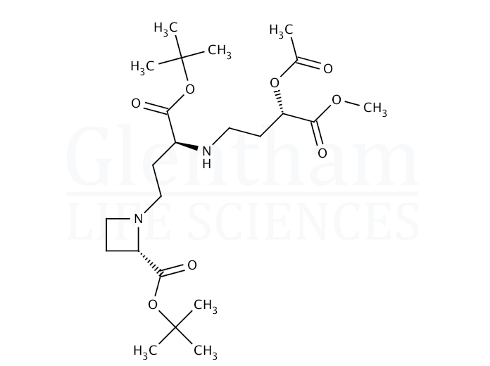 (2S,3S,3''''S)-N-[3-(3-acetoxy-3-methoxycarbonylpropanamino)-3-tert-butoxycarbonylpropanyl]azetidine-2-carboxylic acid tert-butyl ester Structure