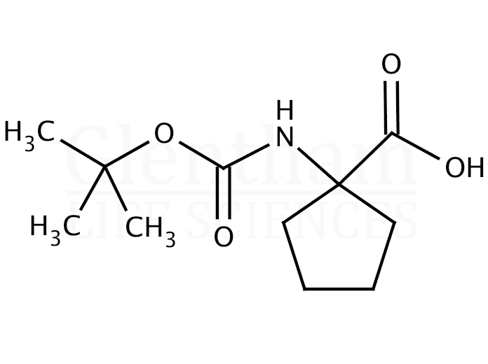 Structure for 1-(Boc-amino)cyclopentanecarboxylic acid   (35264-09-6)