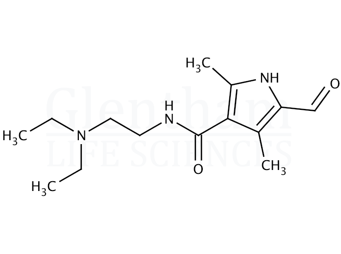 Structure for  N-(2-(diethylamino)ethyl)-5-formyl-2,4-dimethyl-1H-pyrrole-3-carboxamide  (356068-86-5)
