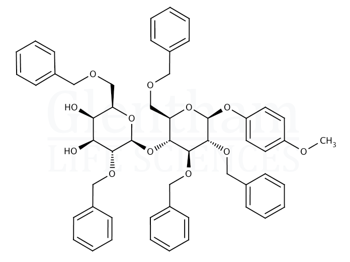 Structure for 4-Methoxyphenyl 2,3,6-tri-O-benzyl-4-O-(2,6-di-O-benzyl-b-D-galactopyranosyl)-b-D-glucopyranoside