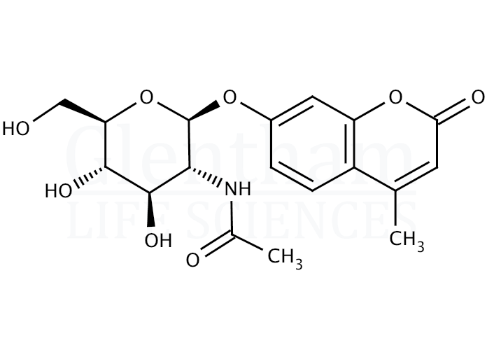 Structure for  4-Methylumbelliferyl 2-acetamido-2-deoxy-b-D-glucopyranoside  (37067-30-4)