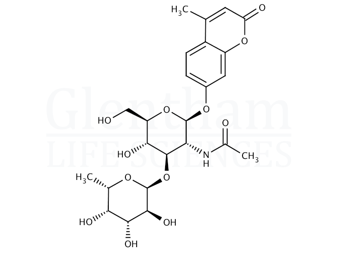 4-Methylumbelliferyl 2-acetamido-2-deoxy-3-O-(a-L-fucopyranosyl)-b-D-glucopyranoside Structure