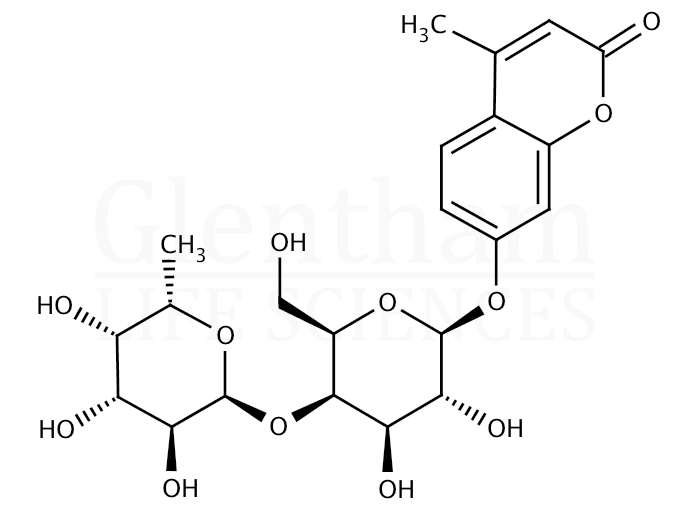 Structure for 4-Methylumbelliferyl 4-O-(a-L-fucopyranosyl)-b-D-galactopyranoside