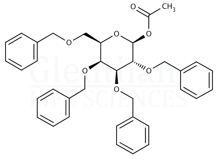 Structure for 1-O-Acetyl- 2,3,4,6-tetra-O-benzyl-β-D-galactopyranose