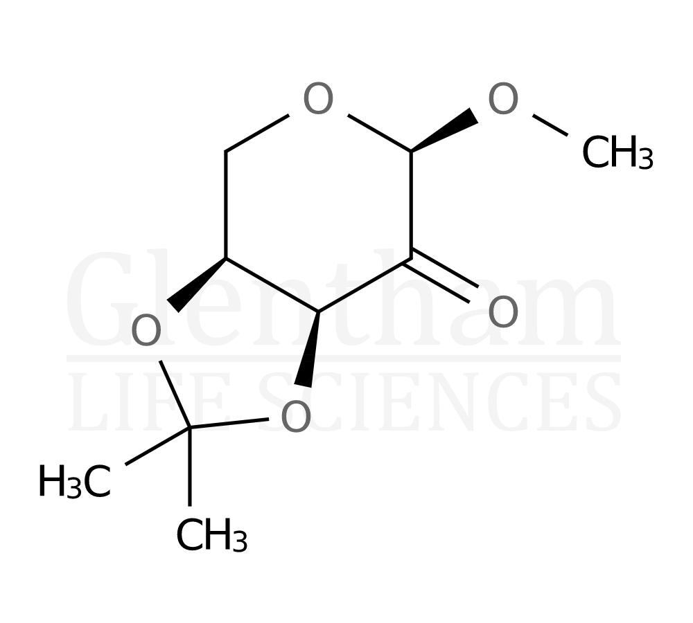 Structure for  Methyl 3,4-O-isopropylidene-b-L-erythro-pentopyranosid-2-ulose  (4096-62-2)