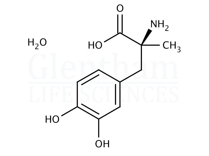 Structure for (-)-3-(3,4-Dihydroxyphenyl)-2-methyl-L-alanine sesquihydrate (41372-08-1)