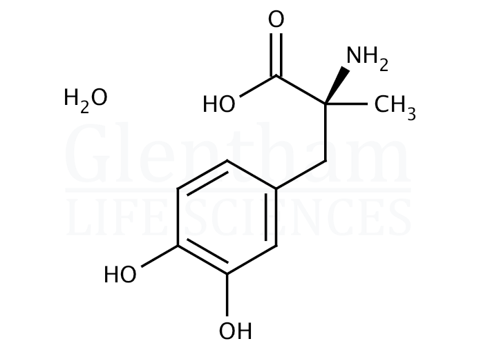 (-)-3-(3,4-Dihydroxyphenyl)-2-methyl-L-alanine sesquihydrate Structure