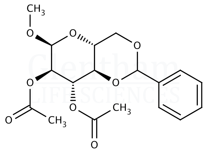 Methyl 2,3-di-O-acetyl-4,6-O-benzylidene-a-D-glucopyranoside Structure
