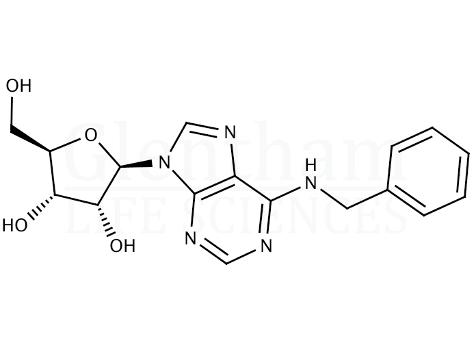 Structure for  6-Benzylaminopurine riboside (N-6-Benzyladenosine)  (4294-16-0)