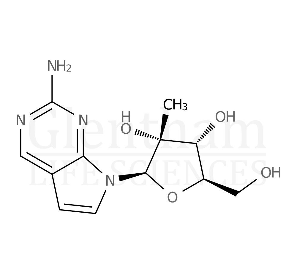 7-(2-C-Methyl-b-D-ribofuranosyl)-7H-pyrrolo[2,3-d]pyrimidin-2-amine Structure