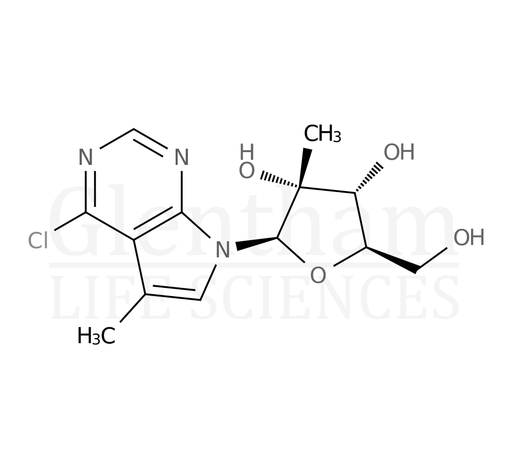 4-Chloro-5-methyl-7-(2-C-methyl-b-D-ribofuranosyl)-7H-pyrrolo[2,3-d]pyrimidine Structure