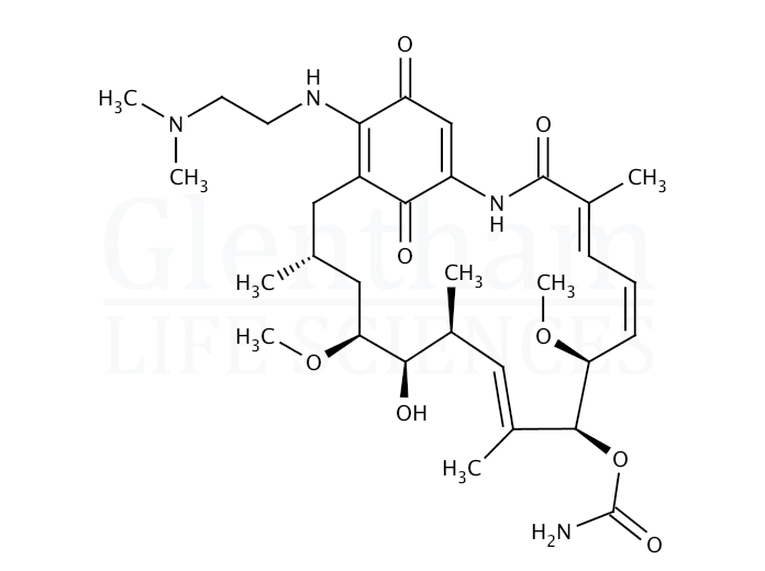 Structure for 17-Dimethylaminoethylamino-17-demethoxygeldanamycin (467214-20-6)