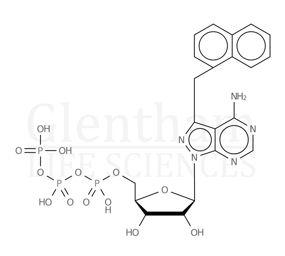 4-Amino-3-(1-naphthylmethyl)-1H-pyrazolo[3,4-d]pyrimidine-1-(b-D-ribofuranosyl-5’-triphosphate) Structure