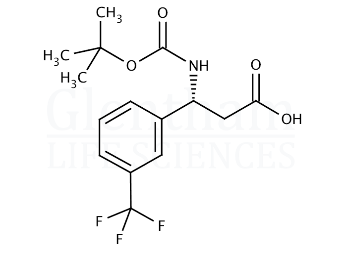 Structure for (R)-Boc-3-(trifluoromethyl)-β-Phe-OH  (501015-18-5)