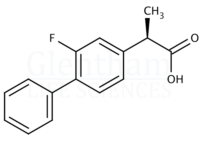 Structure for  (R)-(-)-2-Fluoro-alpha-methyl-4-biphenylacetic acid  (51543-40-9)