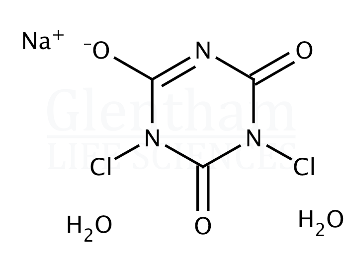 Dichloroisocyanuric acid sodium salt dihydrate Structure
