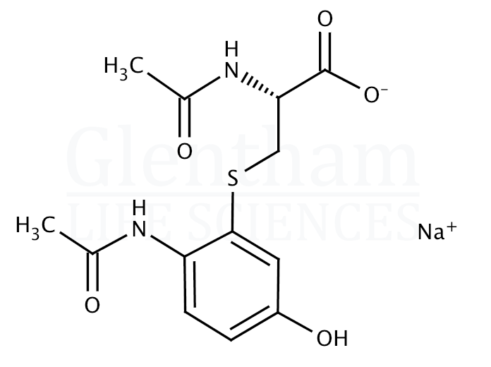 Structure for 3-(N-Acetyl-L-cystein-S-yl) acetaminophen sodium salt (52372-86-8)