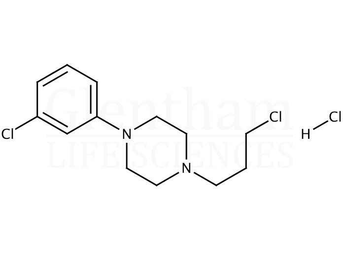 Structure for  1-(3-Chlorophenyl)-4-(3-chloropropyl)piperazine monohydrochloride  (52605-52-4)