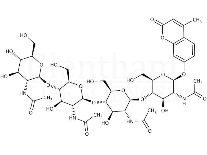 4-Methylumbelliferyl N,N'',N'''',N''''''-tetraacetyl-b-D-chitotetraoside Structure