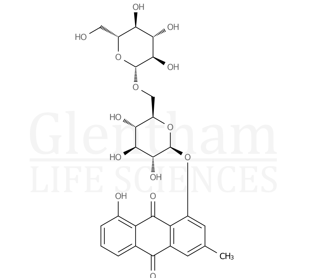 Structure for  Chrysophanol-1-O-β-gentiobioside  (54944-38-6)