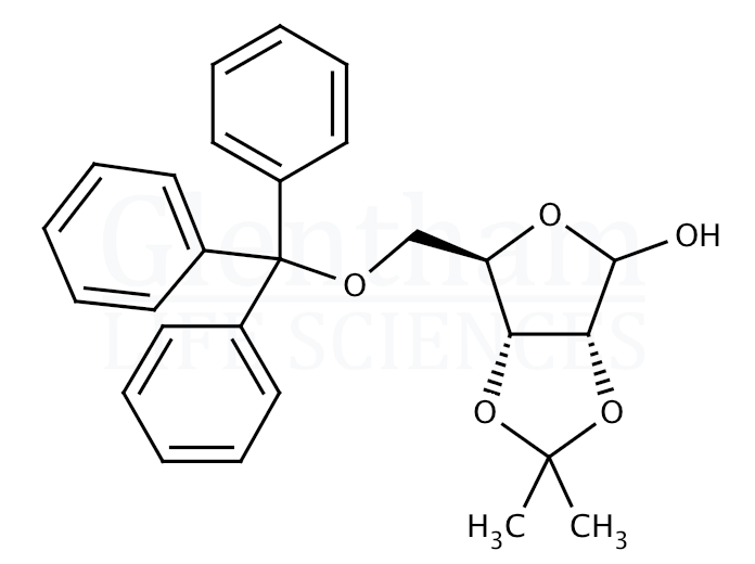 Structure for 2,3-O-Isopropylidene-5-O-trityl-D-ribofuranose (55726-19-7)