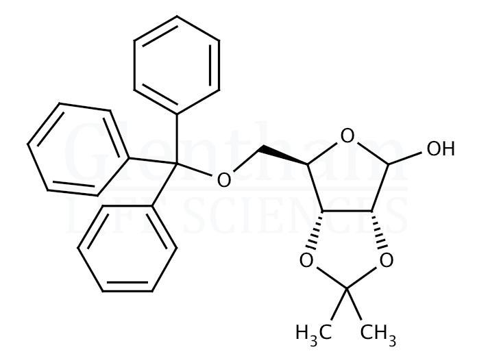 Structure for  2,3-O-Isopropylidene-5-O-trityl-D-ribofuranose  (55726-19-7)
