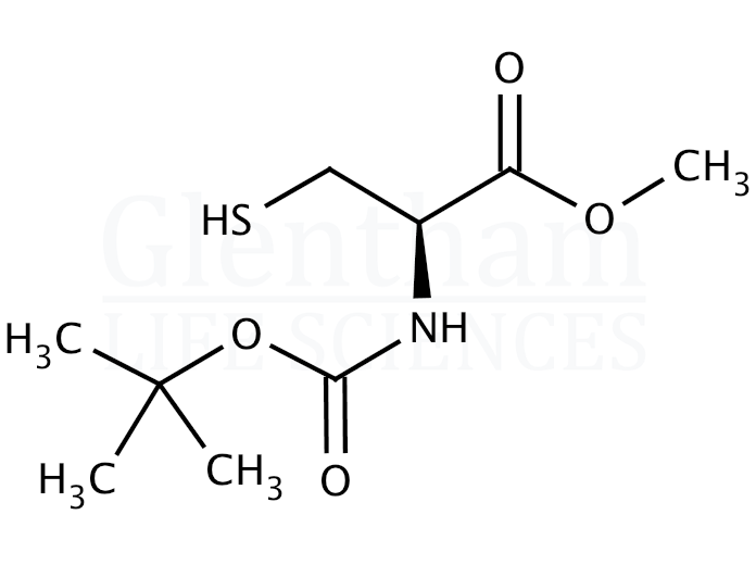 Structure for  N-(tert-Butoxycarbonyl)-L-cysteine methyl ester   (55757-46-5)