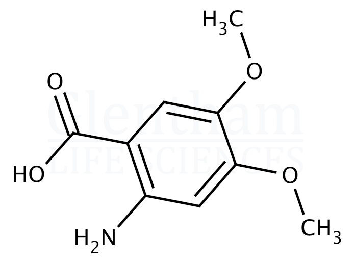 Structure for 2-Amino-4,5-dimethoxybenzoic acid  (5653-40-7)