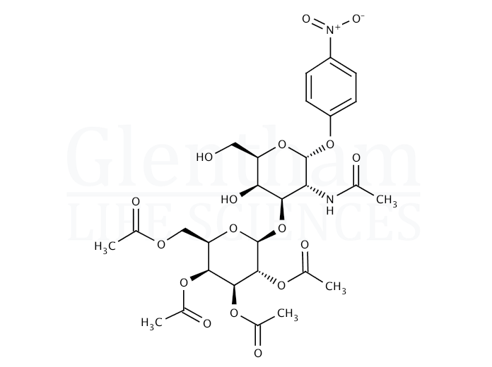 4-Nitrophenyl 2-acetamido-3-O-(2,3,4,6-tetra-O-acetyl-b-D-galactopyranosyl)-2-deoxy-a-D-galactopyranoside Structure
