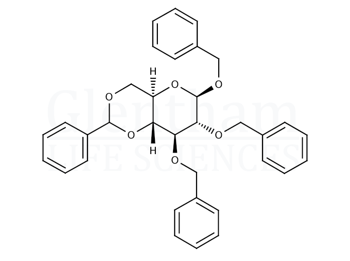 Benzyl 2,3-di-O-benzyl-4,6-O-benzylidene-β-D-glucopyranoside Structure