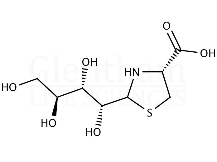 2-(L-Arabino-tetrahydroxybutyl)-4(R)-1,3-thiazolidine-4-carboxylic acid Structure