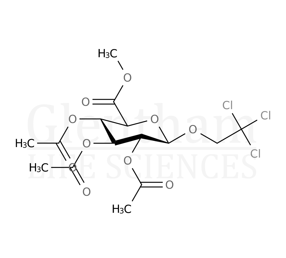 Structure for Trichloroethyl b-D-glucopyranosiduronic acid methyl ester triacetate