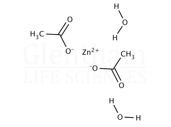Zinc acetate dihydrate, 99%, Ph. Eur. grade Structure