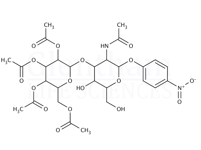Structure for p-Nitrophenyl 2-acetamido-2-deoxy-3-O-(2,3,4,6-tetra-O-acetyl-b-D- galactopyranosyl)-a-D-galactopyranoside