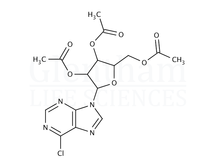 Structure for 9-(2'',3'',5''-Tri-O-acetyl-b-D-ribofuranosyl)-6-chloropurine (5987-73-5)