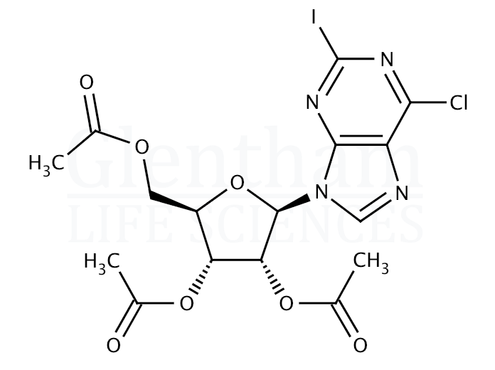 Structure for 6-Chloro-2-iodo-9-(2’,3’,5’-tri-O-acetyl-b-D-ribofuranosyl)purine