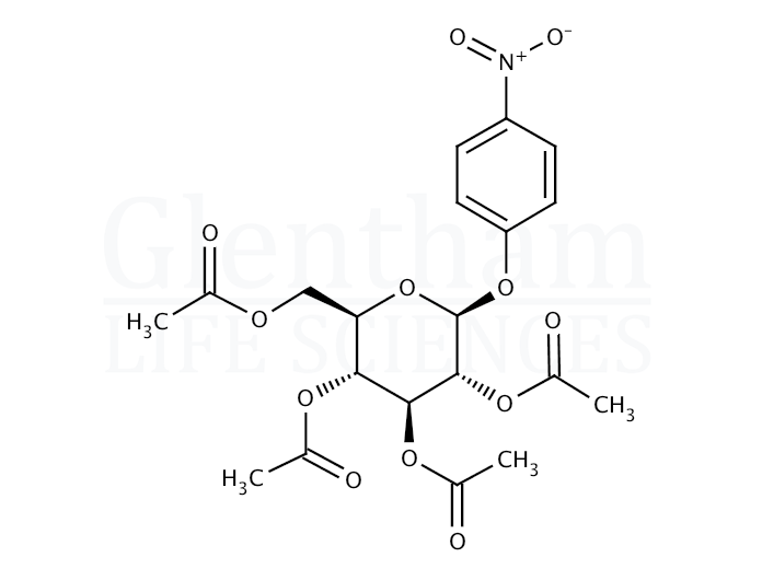 Structure for  p-Nitrophenyl-2,3,4,6-Tetra-O-acetyl-β-D-glucopyranoside  (5987-78-0)