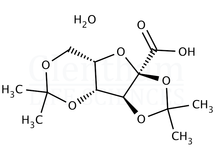 Structure for 2,3:4,6-Di-O-isopropylidene-2-keto-L-gulonic acid monohydrate