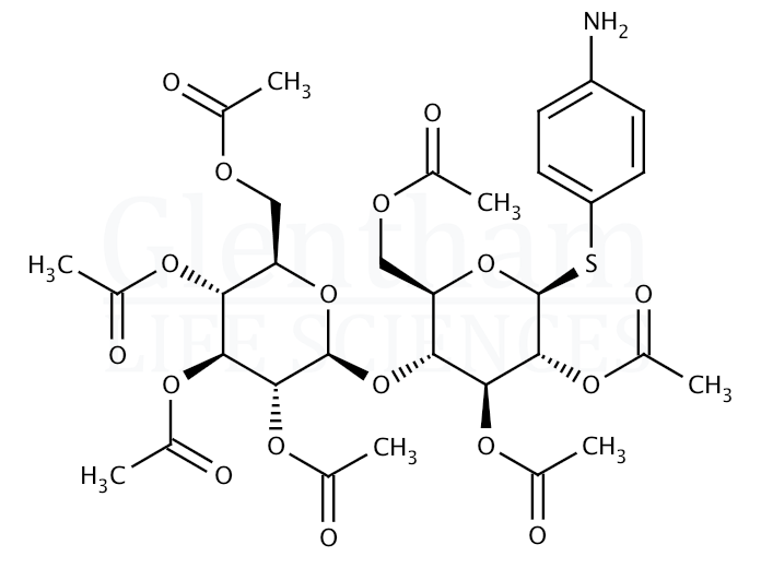 Strcuture for 4-Aminophenyl 2,3,6-tri-O-acetyl-4-O-(2,3,4,6-tetra-O-acetyl-b-D-glucopyranosyl)-b-D-thioglucopyranoside
