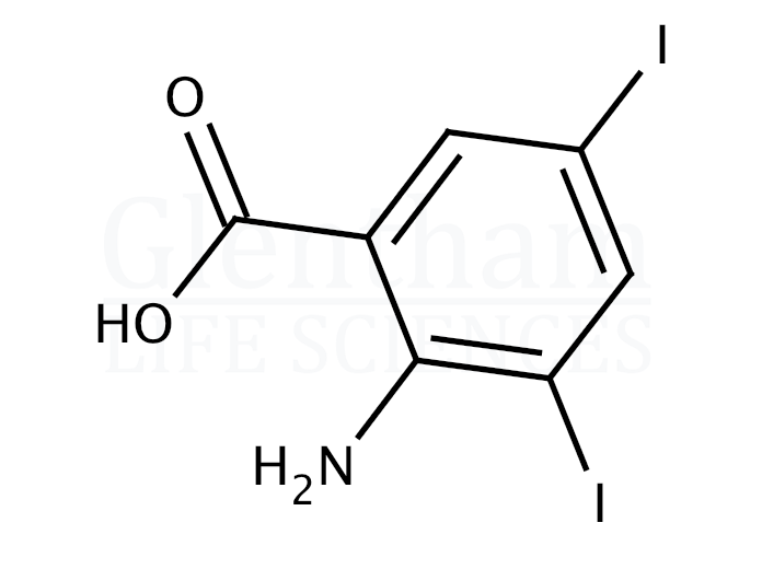Structure for 3,5-Diiodoanthranilic acid  (609-86-9)