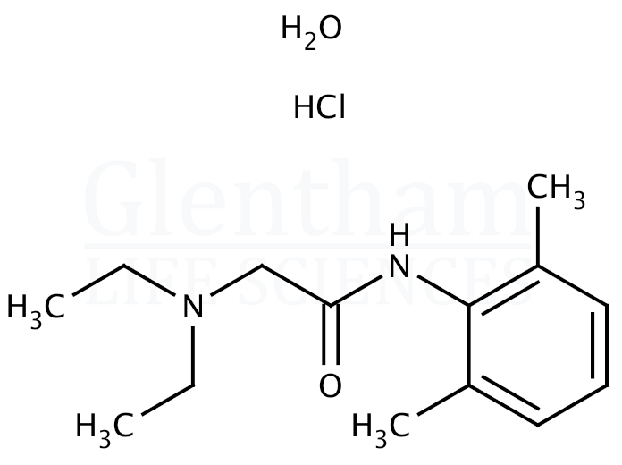 Structure for Lidocaine hydrochloride monohydrate, 98%